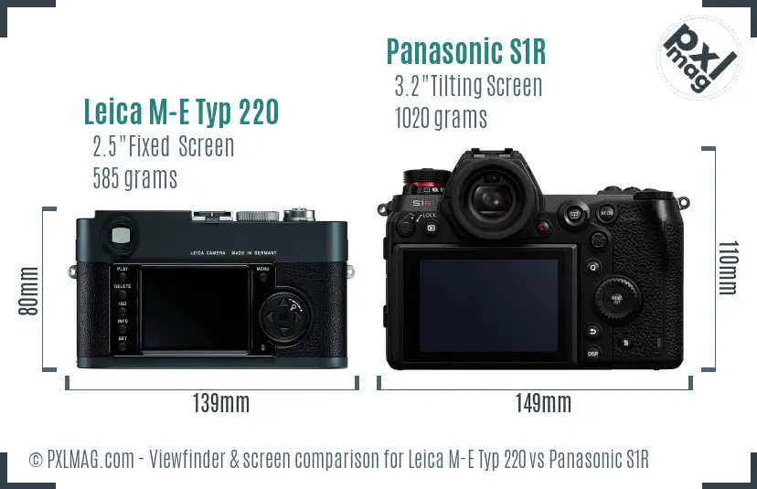 Leica M-E Typ 220 vs Panasonic S1R Screen and Viewfinder comparison