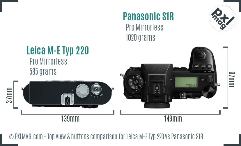 Leica M-E Typ 220 vs Panasonic S1R top view buttons comparison