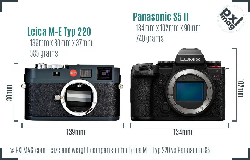 Leica M-E Typ 220 vs Panasonic S5 II size comparison