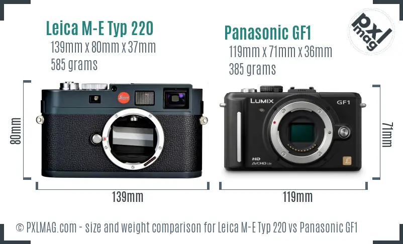 Leica M-E Typ 220 vs Panasonic GF1 size comparison Leica M-E Typ 220 vs Panasonic GF1 size comparison