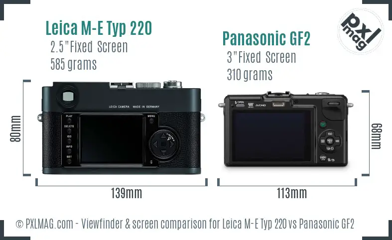 Leica M-E Typ 220 vs Panasonic GF2 Screen and Viewfinder comparison