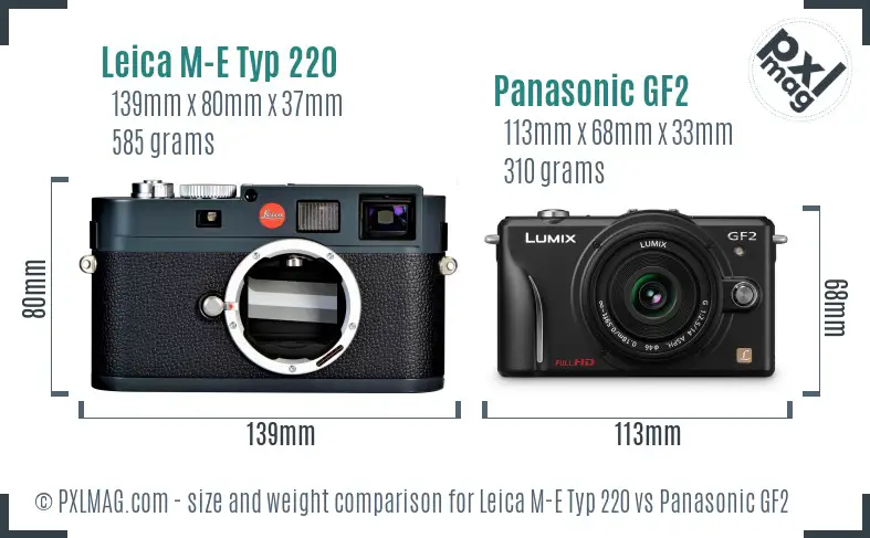 Leica M-E Typ 220 vs Panasonic GF2 size comparison