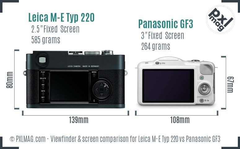 Leica M-E Typ 220 vs Panasonic GF3 Screen and Viewfinder comparison