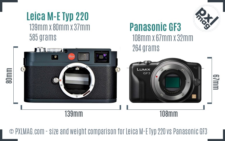 Leica M-E Typ 220 vs Panasonic GF3 size comparison