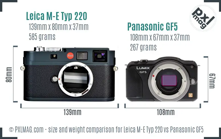 Leica M-E Typ 220 vs Panasonic GF5 size comparison