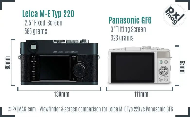 Leica M-E Typ 220 vs Panasonic GF6 Screen and Viewfinder comparison