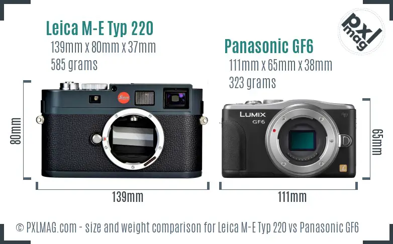 Leica M-E Typ 220 vs Panasonic GF6 size comparison