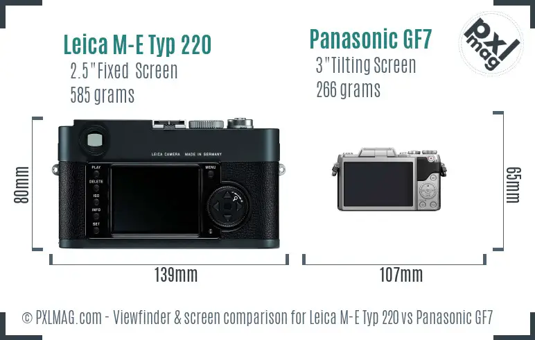 Leica M-E Typ 220 vs Panasonic GF7 Screen and Viewfinder comparison