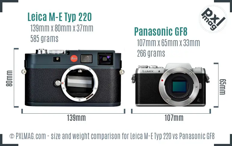 Leica M-E Typ 220 vs Panasonic GF8 size comparison