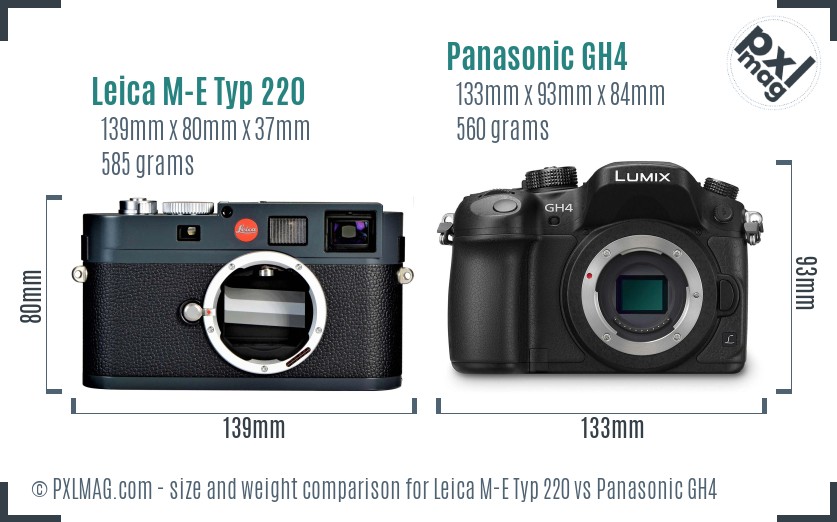 Leica M-E Typ 220 vs Panasonic GH4 size comparison Leica M-E Typ 220 vs Panasonic GH4 size comparison