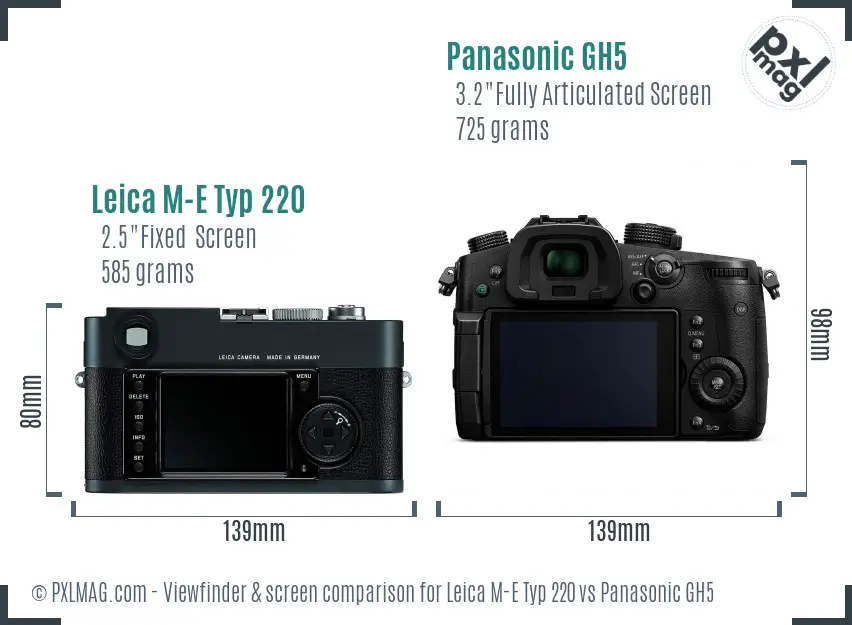 Leica M-E Typ 220 vs Panasonic GH5 Screen and Viewfinder comparison Leica M-E Typ 220 vs Panasonic GH5 Screen and Viewfinder comparison