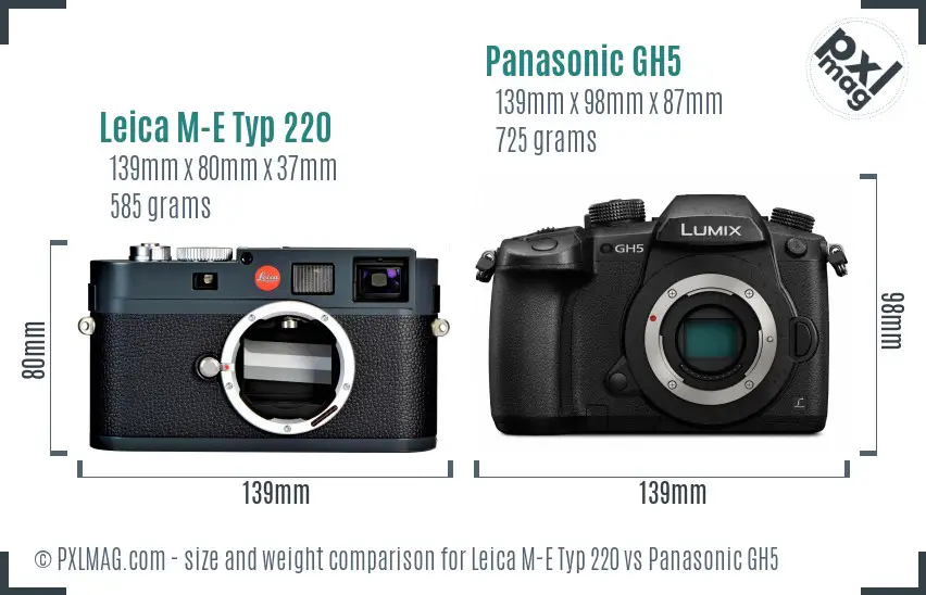Leica M-E Typ 220 vs Panasonic GH5 size comparison Leica M-E Typ 220 vs Panasonic GH5 size comparison