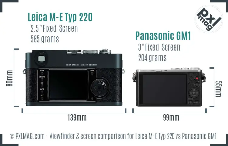 Leica M-E Typ 220 vs Panasonic GM1 Screen and Viewfinder comparison Leica M-E Typ 220 vs Panasonic GM1 Screen and Viewfinder comparison