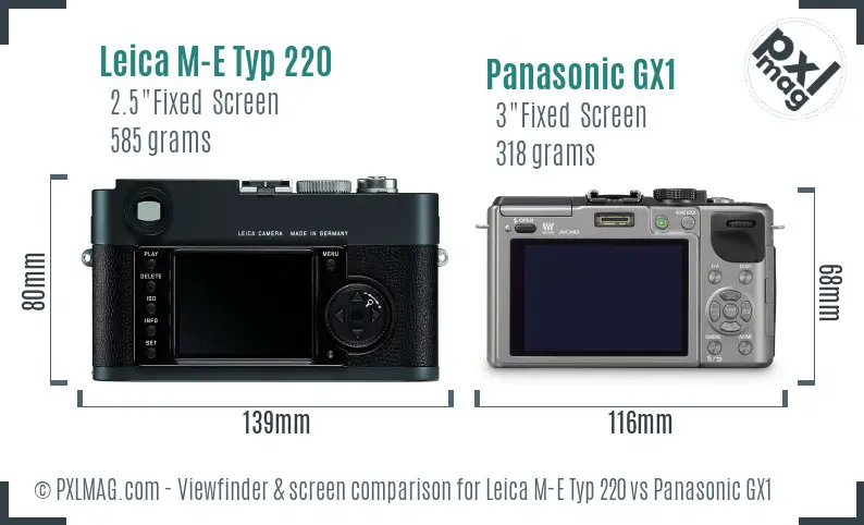 Leica M-E Typ 220 vs Panasonic GX1 Screen and Viewfinder comparison Leica M-E Typ 220 vs Panasonic GX1 Screen and Viewfinder comparison