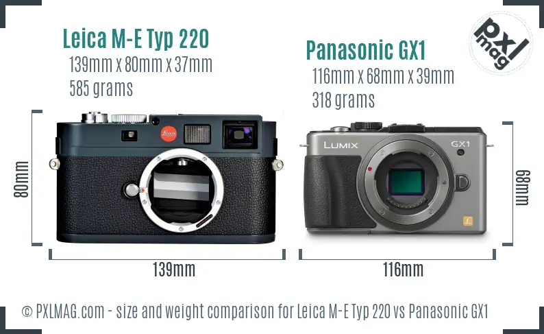 Leica M-E Typ 220 vs Panasonic GX1 size comparison Leica M-E Typ 220 vs Panasonic GX1 size comparison