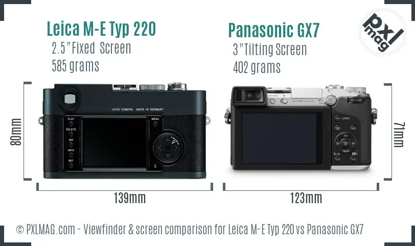 Leica M-E Typ 220 vs Panasonic GX7 Screen and Viewfinder comparison