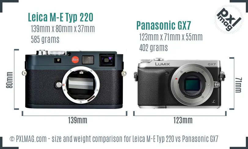 Leica M-E Typ 220 vs Panasonic GX7 size comparison