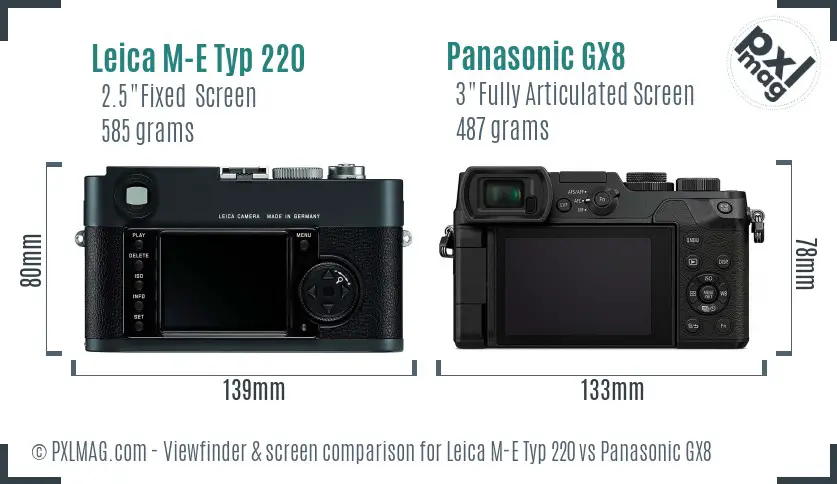 Leica M-E Typ 220 vs Panasonic GX8 Screen and Viewfinder comparison