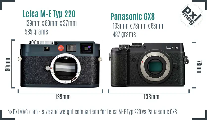 Leica M-E Typ 220 vs Panasonic GX8 size comparison