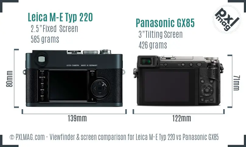 Leica M-E Typ 220 vs Panasonic GX85 Screen and Viewfinder comparison