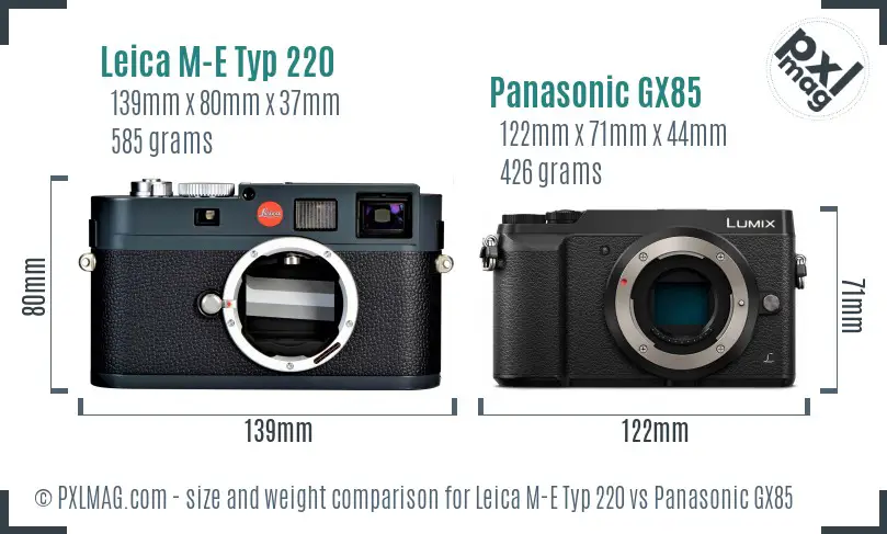 Leica M-E Typ 220 vs Panasonic GX85 size comparison