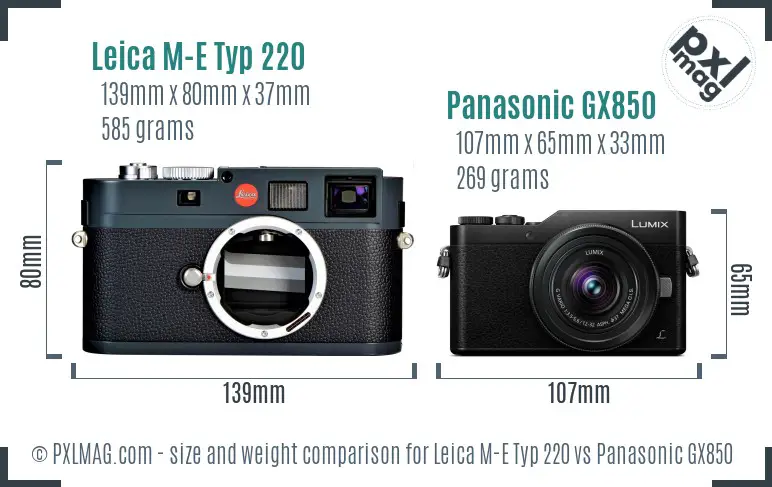 Leica M-E Typ 220 vs Panasonic GX850 size comparison