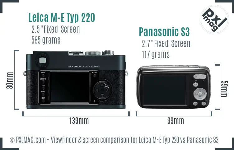 Leica M-E Typ 220 vs Panasonic S3 Screen and Viewfinder comparison