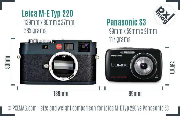Leica M-E Typ 220 vs Panasonic S3 size comparison