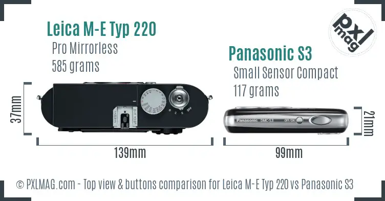 Leica M-E Typ 220 vs Panasonic S3 top view buttons comparison
