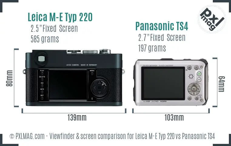Leica M-E Typ 220 vs Panasonic TS4 Screen and Viewfinder comparison