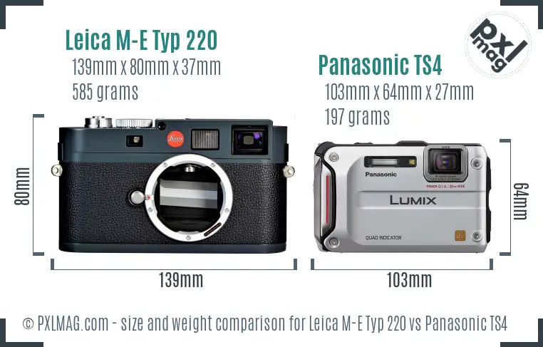 Leica M-E Typ 220 vs Panasonic TS4 size comparison