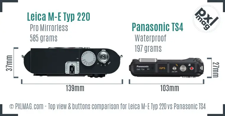 Leica M-E Typ 220 vs Panasonic TS4 top view buttons comparison