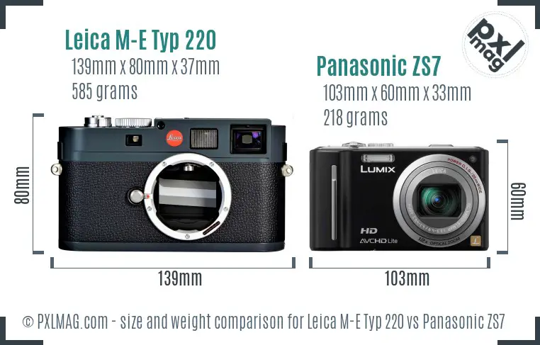 Leica M-E Typ 220 vs Panasonic ZS7 size comparison