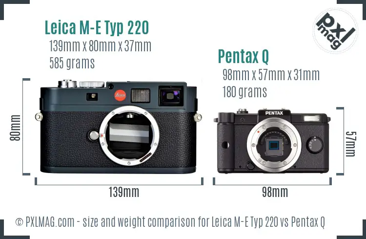 Leica M-E Typ 220 vs Pentax Q size comparison