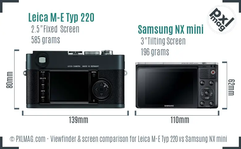 Leica M-E Typ 220 vs Samsung NX mini Screen and Viewfinder comparison