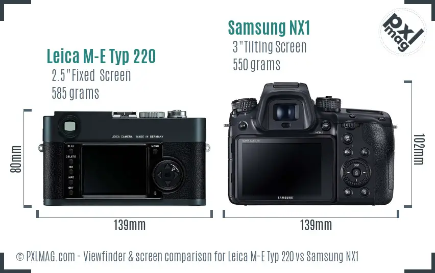 Leica M-E Typ 220 vs Samsung NX1 Screen and Viewfinder comparison
