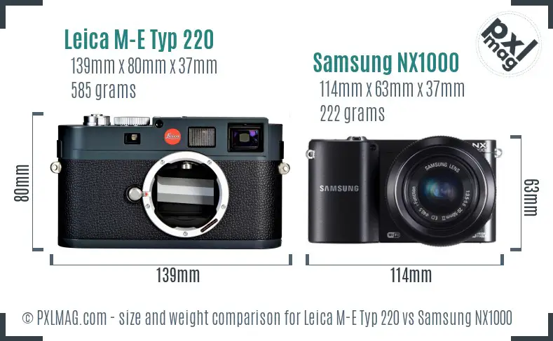 Leica M-E Typ 220 vs Samsung NX1000 size comparison