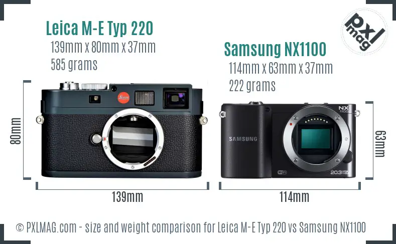 Leica M-E Typ 220 vs Samsung NX1100 size comparison