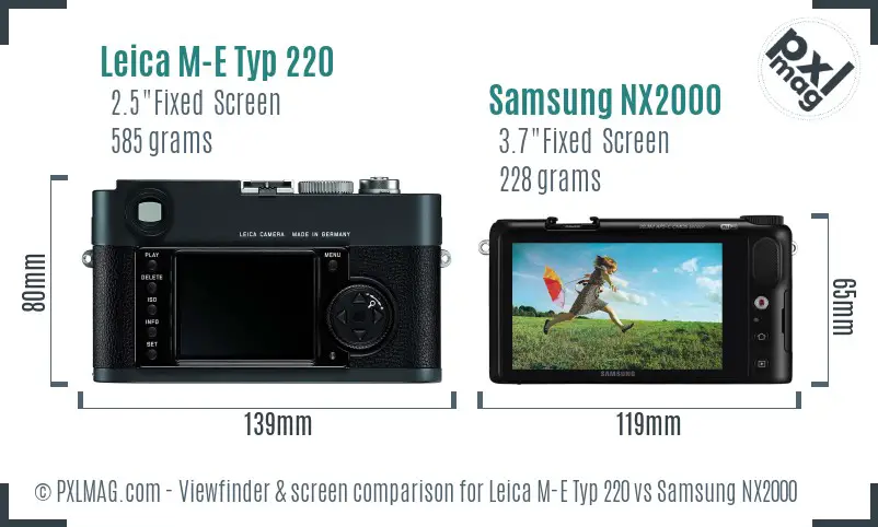 Leica M-E Typ 220 vs Samsung NX2000 Screen and Viewfinder comparison