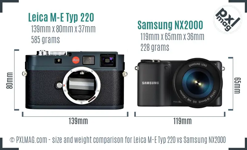 Leica M-E Typ 220 vs Samsung NX2000 size comparison