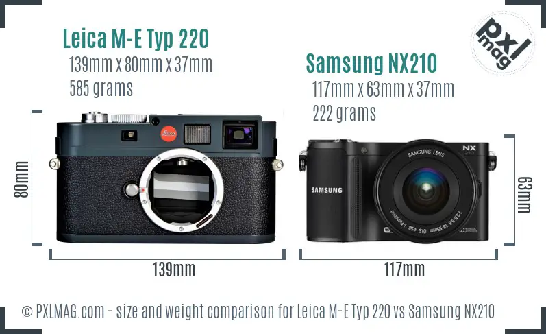 Leica M-E Typ 220 vs Samsung NX210 size comparison