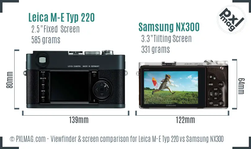 Leica M-E Typ 220 vs Samsung NX300 Screen and Viewfinder comparison