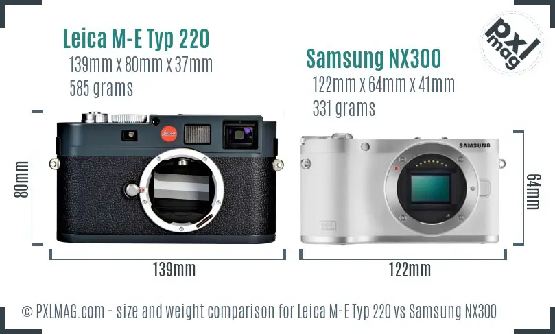 Leica M-E Typ 220 vs Samsung NX300 size comparison