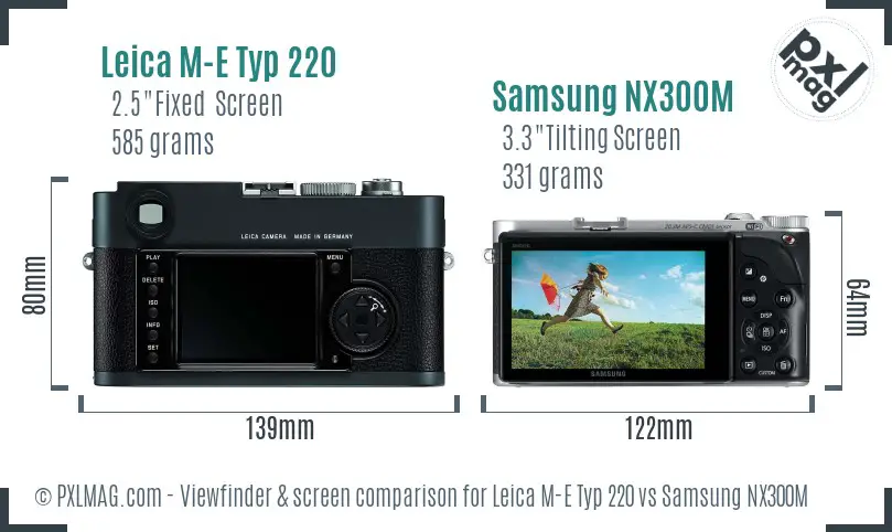 Leica M-E Typ 220 vs Samsung NX300M Screen and Viewfinder comparison