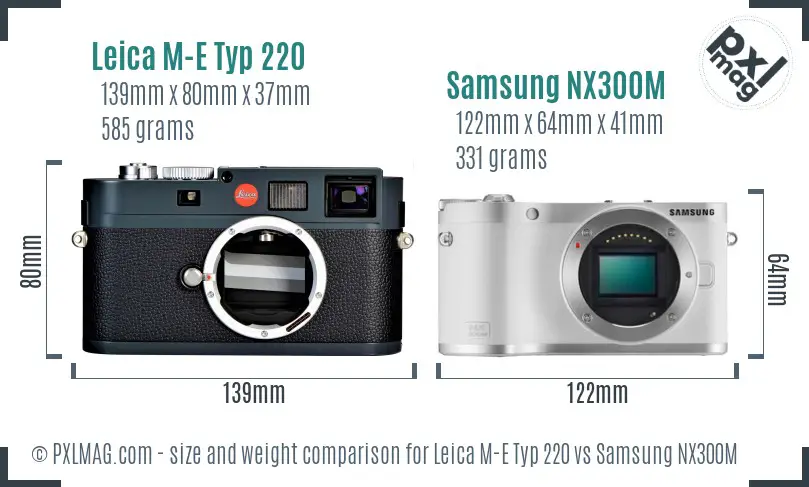 Leica M-E Typ 220 vs Samsung NX300M size comparison