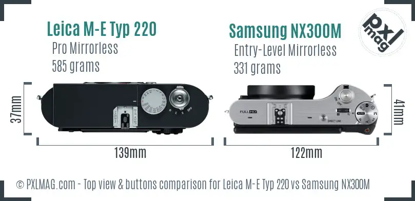Leica M-E Typ 220 vs Samsung NX300M top view buttons comparison