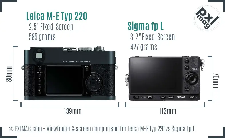 Leica M-E Typ 220 vs Sigma fp L Screen and Viewfinder comparison