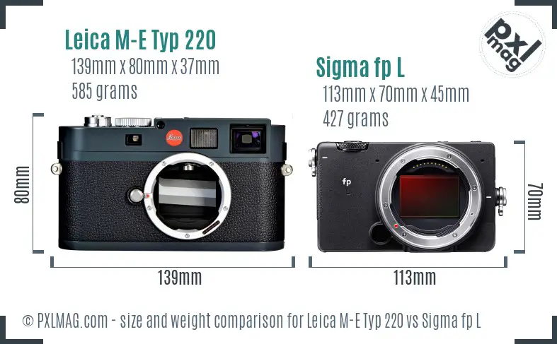 Leica M-E Typ 220 vs Sigma fp L size comparison