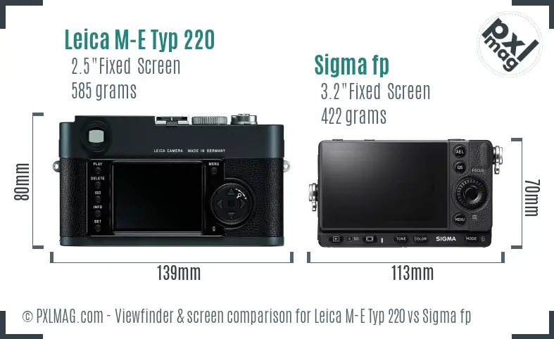 Leica M-E Typ 220 vs Sigma fp Screen and Viewfinder comparison