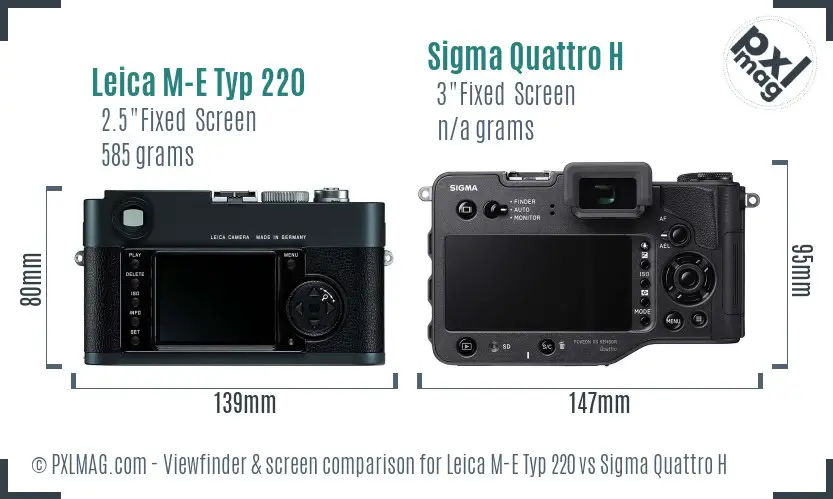 Leica M-E Typ 220 vs Sigma Quattro H Screen and Viewfinder comparison